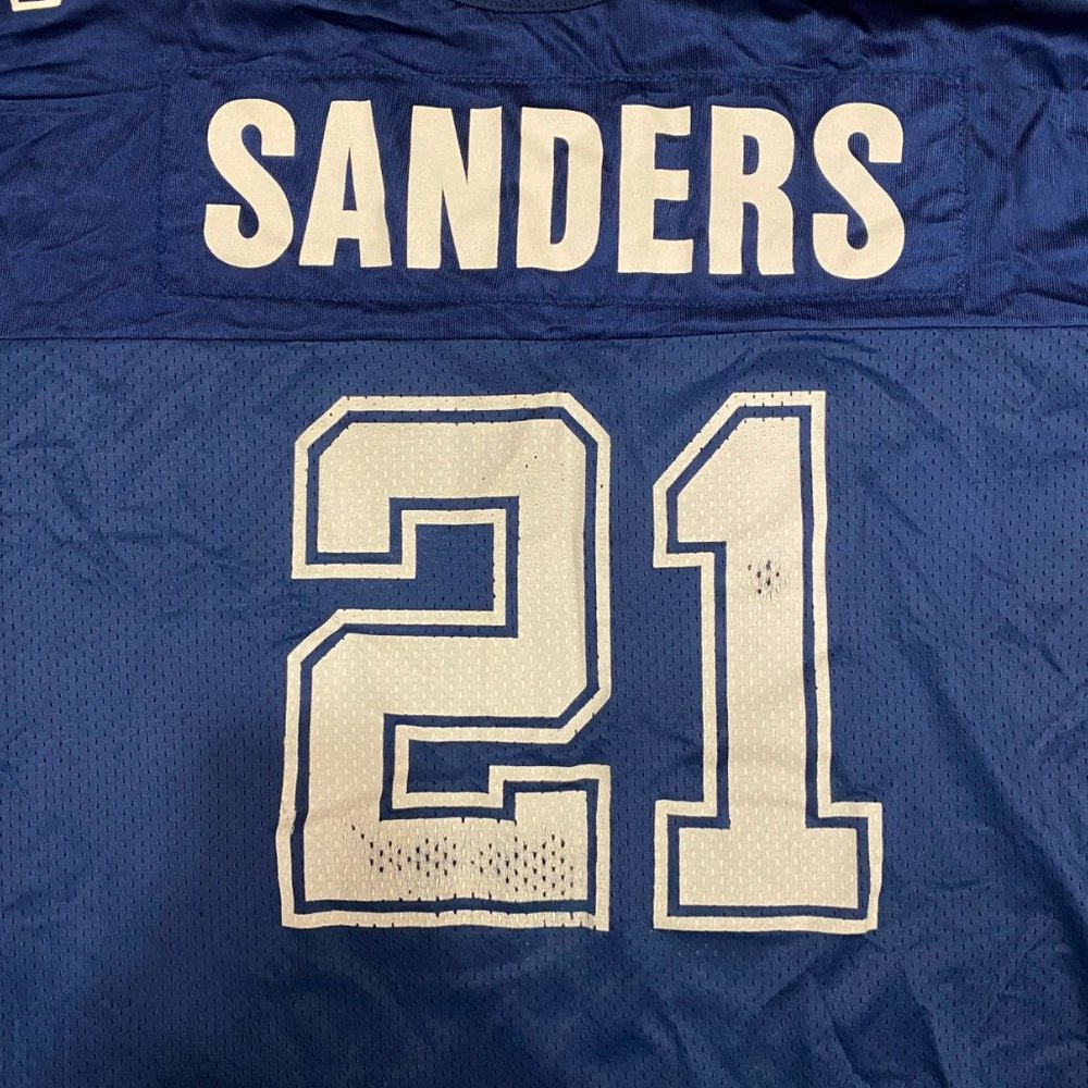 Vintage Champion Dallas Cowboys NFL Deion Sanders 21 Blue Football Jersey Men 44 - Picture 8 of 11